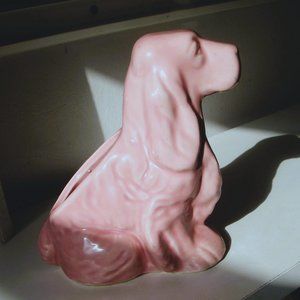 Vintage Pottery Pink Dog Planter